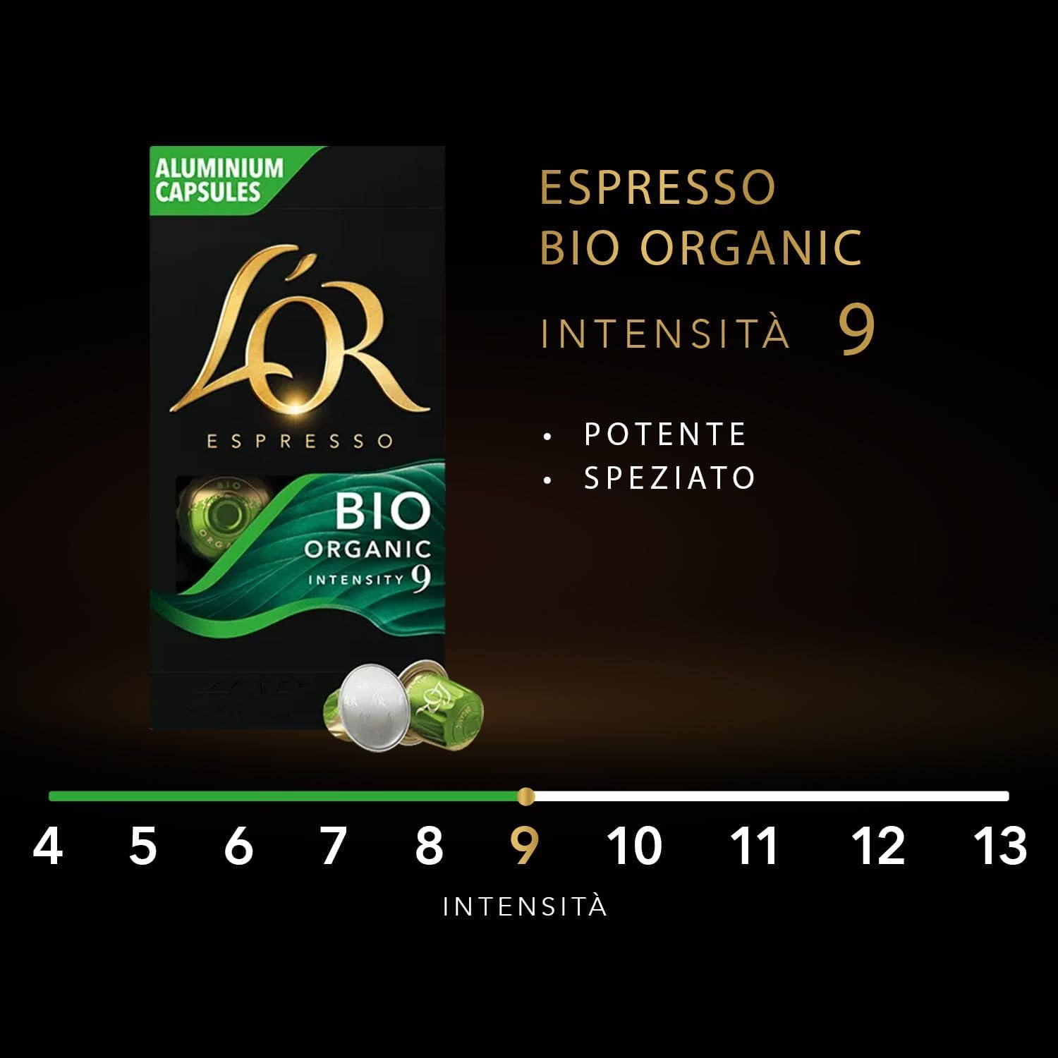L'Or - Capsule Caffè Espresso Bio Organic - 100 Capsule in Alluminio - Intensità 9 - Compatibili con Macchine Nespresso - 10 Confezioni da 10 Capsule - immagine 3