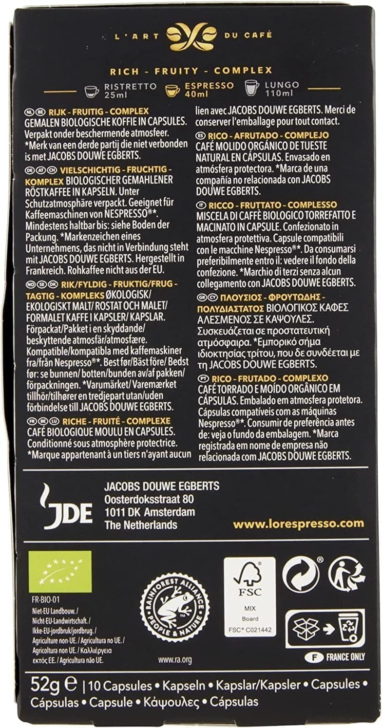 L'Or - Capsule Caffè Espresso Bio Organic - 100 Capsule in Alluminio - Intensità 9 - Compatibili con Macchine Nespresso - 10 Confezioni da 10 Capsule - immagine 7