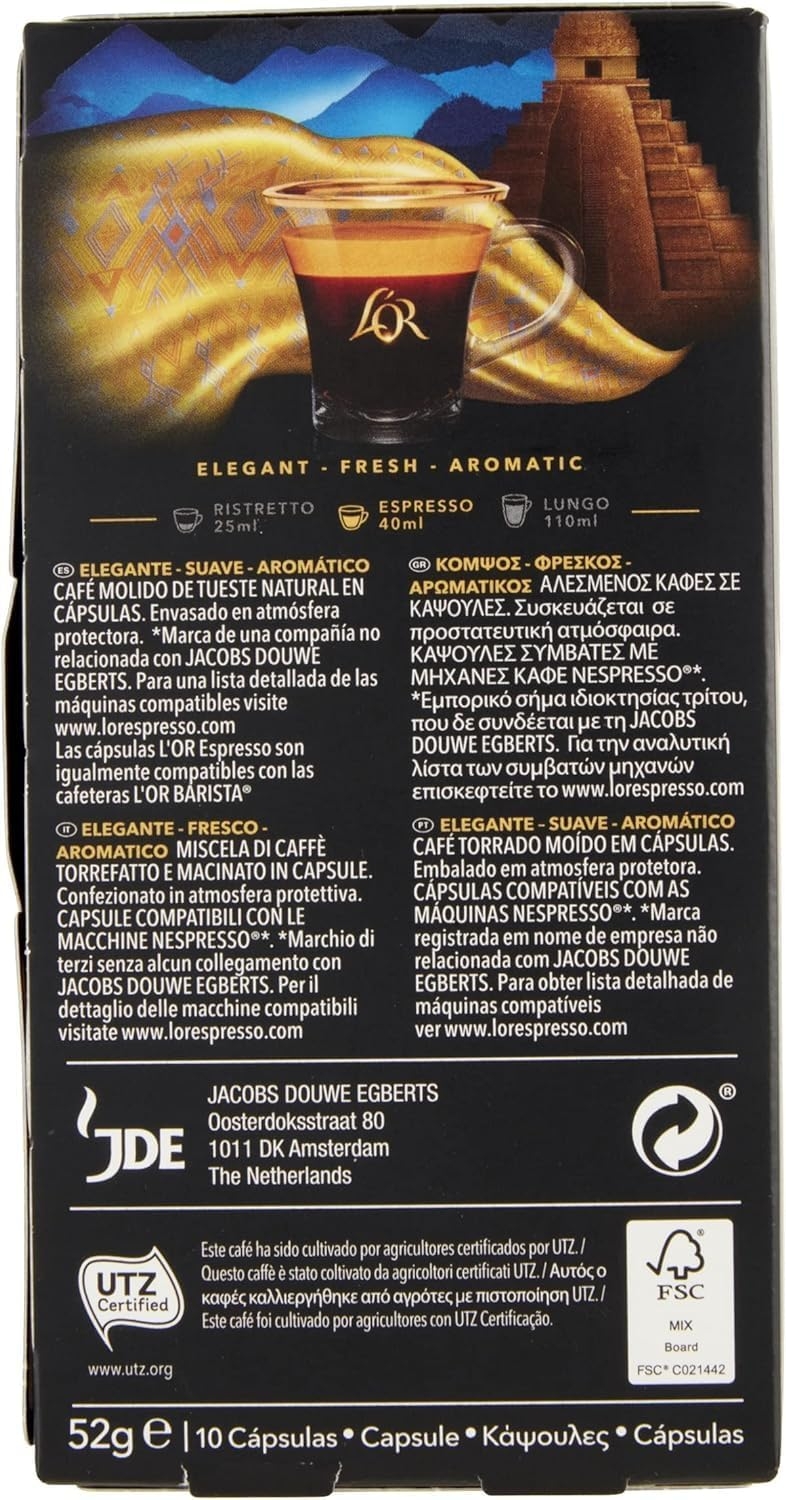 L'Or - Capsule Caffè Espresso Bio Organic - 100 Capsule in Alluminio - Intensità 9 - Compatibili con Macchine Nespresso - 10 Confezioni da 10 Capsule - immagine 12