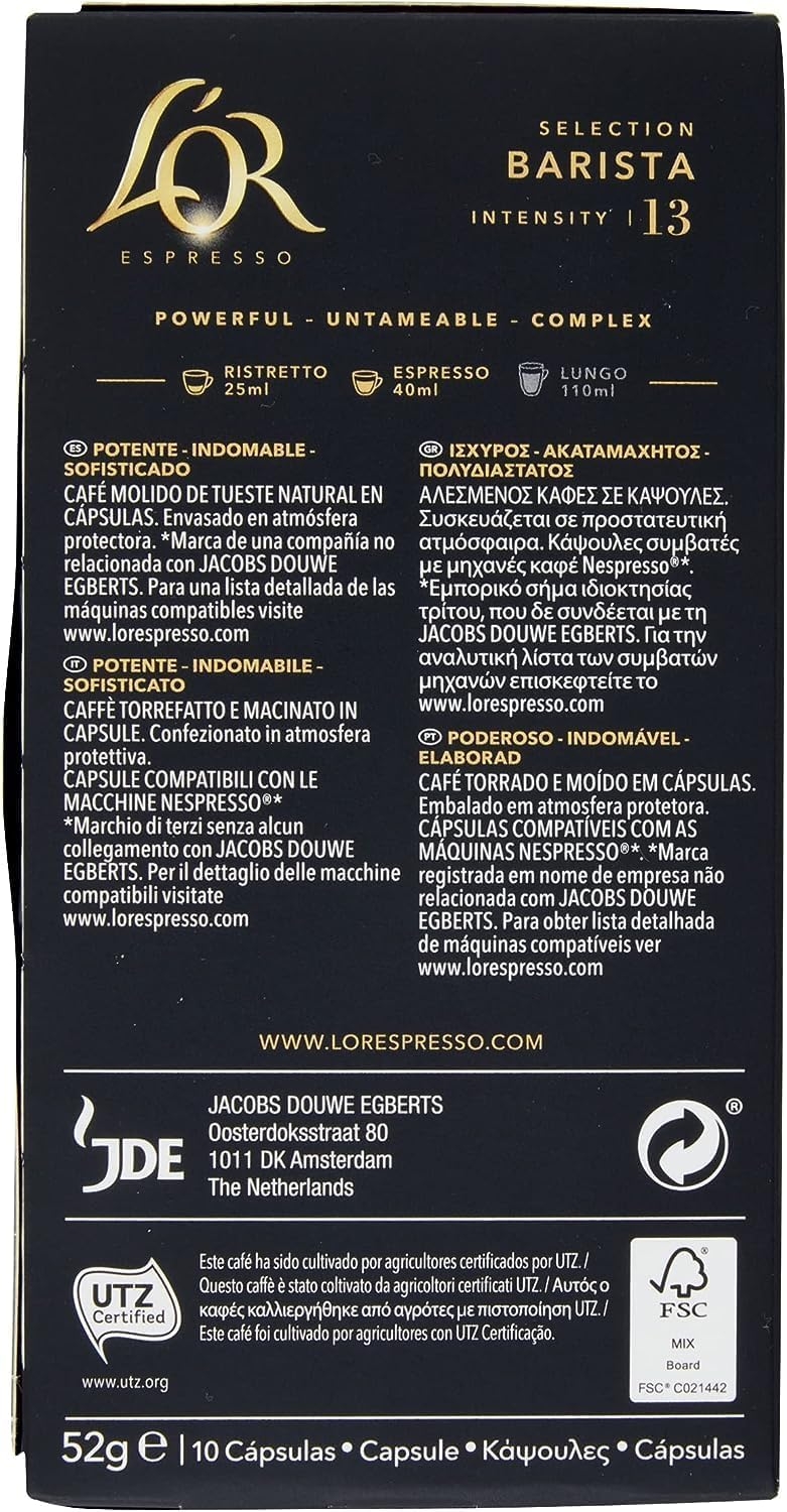 L'Or - Capsule Caffè Espresso Bio Organic - 100 Capsule in Alluminio - Intensità 9 - Compatibili con Macchine Nespresso - 10 Confezioni da 10 Capsule - immagine 17