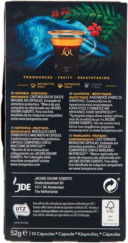 L'Or - Capsule Caffè Espresso Bio Organic - 100 Capsule in Alluminio - Intensità 9 - Compatibili con Macchine Nespresso - 10 Confezioni da 10 Capsule - immagine 25