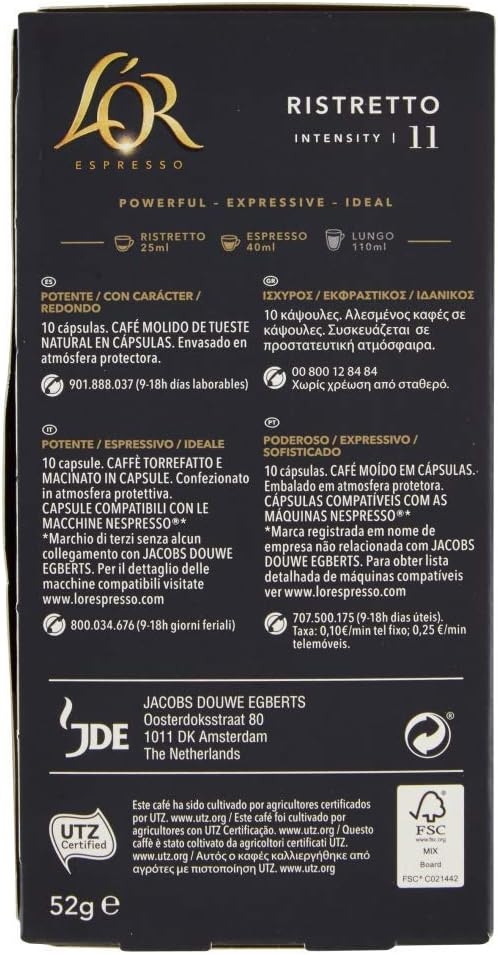 L'Or - Capsule Caffè Espresso Bio Organic - 100 Capsule in Alluminio - Intensità 9 - Compatibili con Macchine Nespresso - 10 Confezioni da 10 Capsule - immagine 46