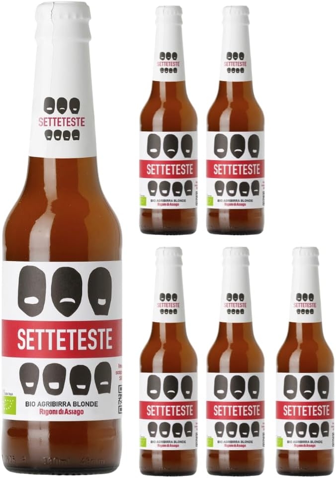 Rigoni di Asiago Setteteste Birra Artigianale Biologica Blonde Ale Non Filtrata Di Puro Malto Gradazione Alcolica 5% in bottiglia da 33 Cl (6)