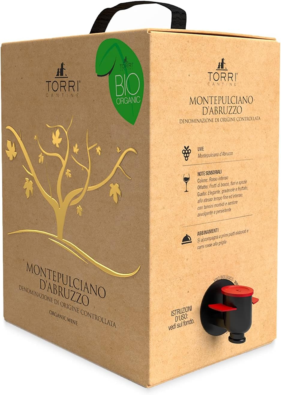 Vino rosso Bag in Box Montepulciano d'Abruzzo DOC Biologico 5 Litri