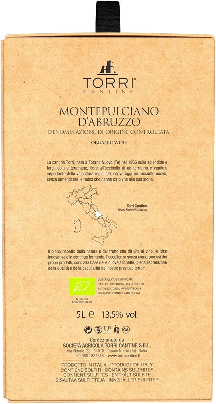 Vino rosso Bag in Box Montepulciano d'Abruzzo DOC Biologico 5 Litri - immagine 2