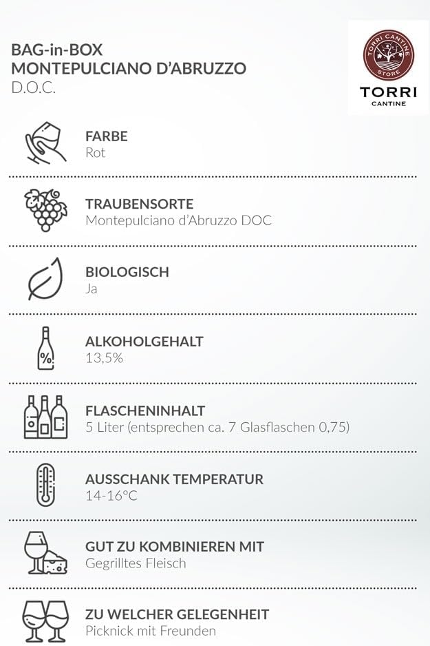 Vino rosso Bag in Box Montepulciano d'Abruzzo DOC Biologico 5 Litri - immagine 4
