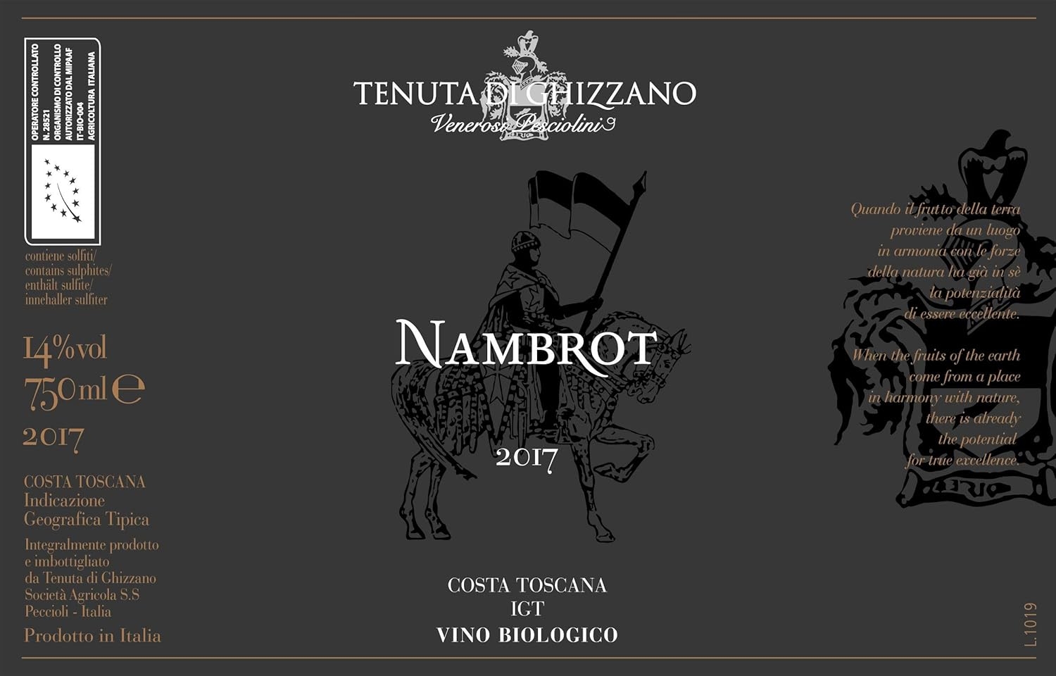 Tenuta di Ghizzano - Nambrot - Vino Rosso Biologico Costa Toscana IGT - Pluripremiato Vino Dedicato al Cavaliere Franco Nambrot di Carlo Magno - Bottiglia 0,75 Litri - immagine 2