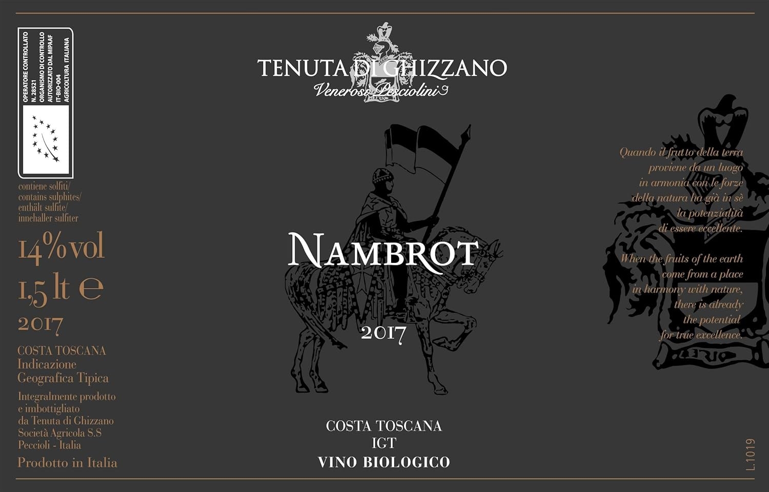 Tenuta di Ghizzano - Nambrot - Vino Rosso Biologico Costa Toscana IGT - Pluripremiato Vino Dedicato al Cavaliere Franco Nambrot di Carlo Magno - Bottiglia 0,75 Litri - immagine 8