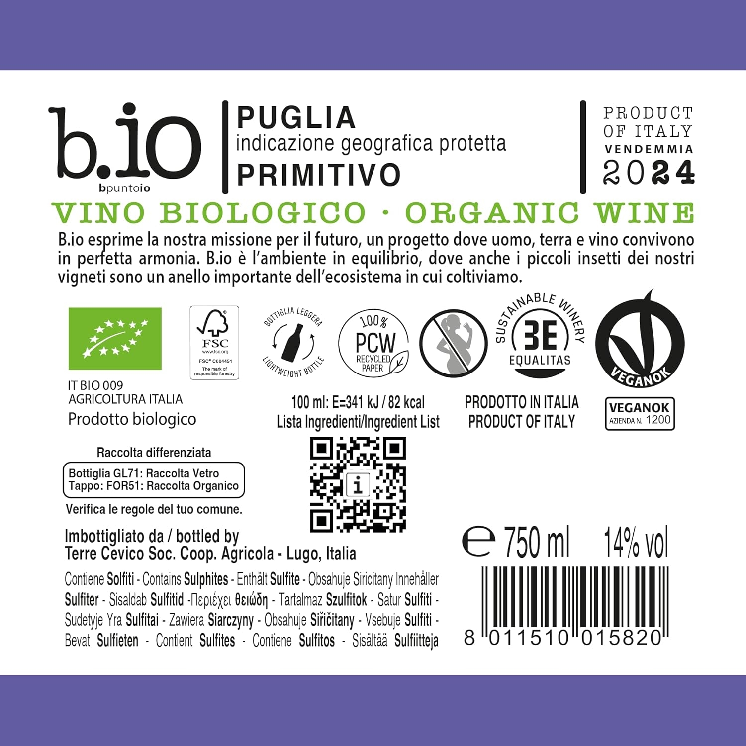 b.io bpuntoio Puglia Igp Primitivo vino biologico - immagine 2