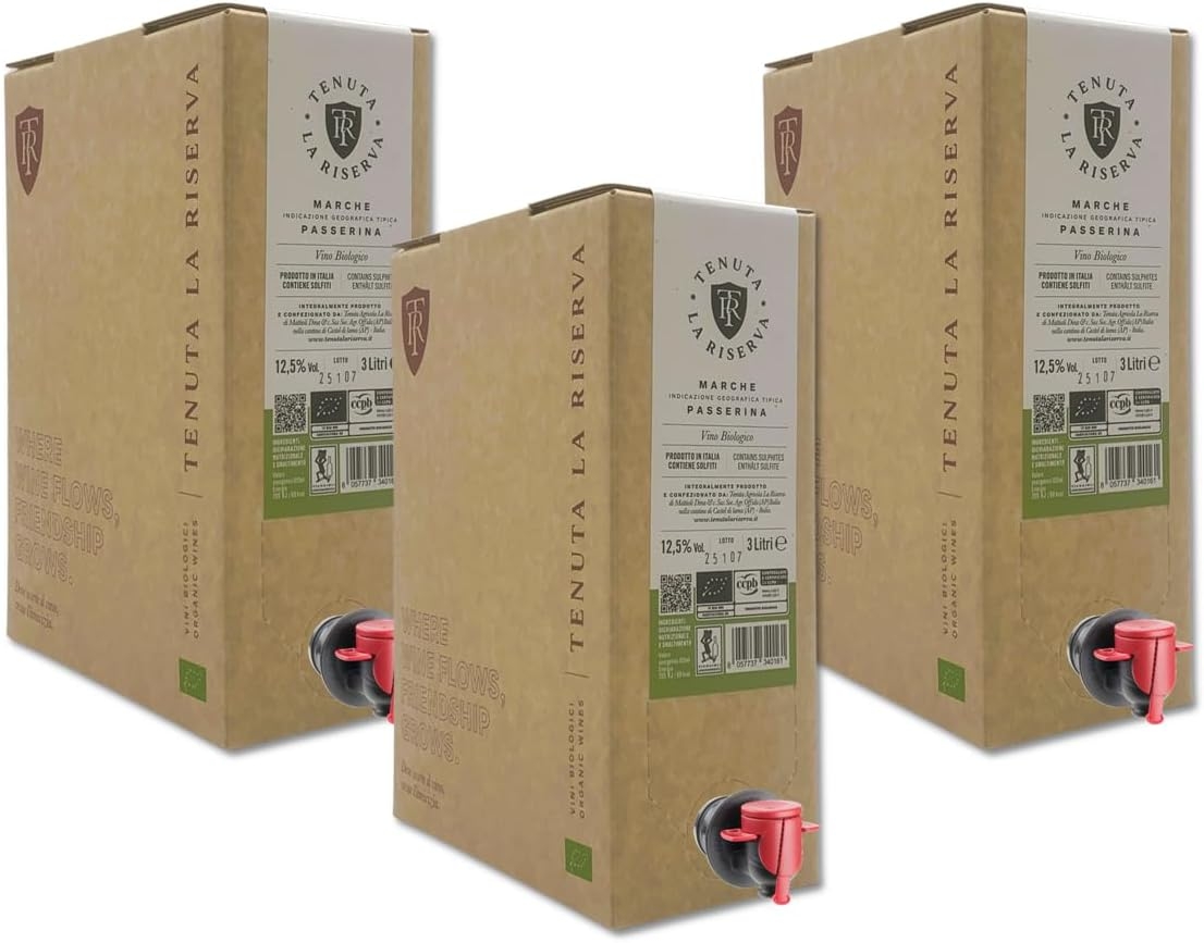Passerina 2024 Marche Vino Bianco Biologico Bag in Box Tenuta La Riserva Offida 12,5% vol 1 da 3 Litri - immagine 3