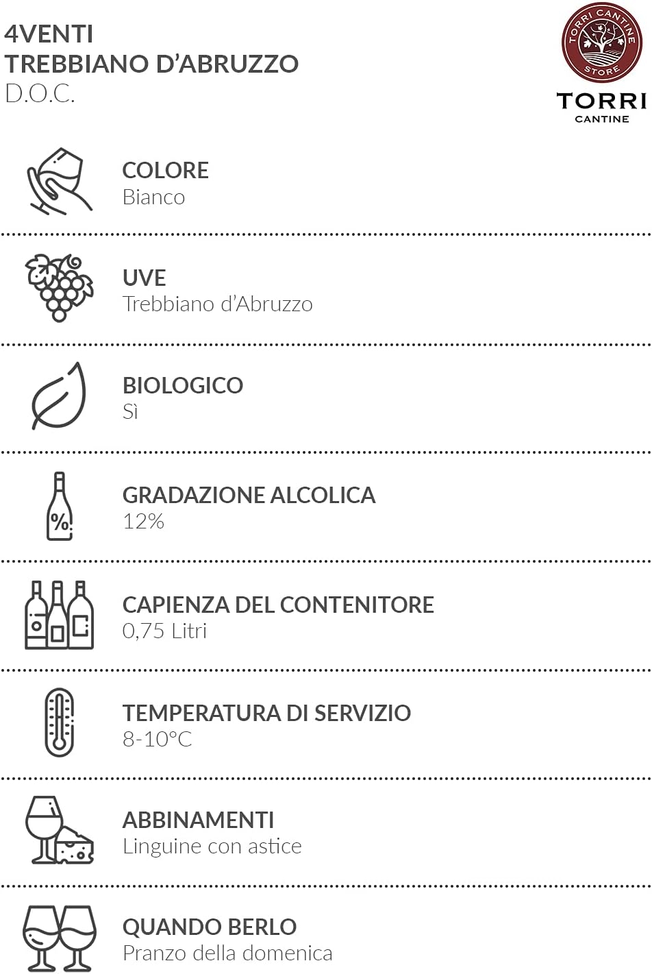 Vino bianco Torri Cantine 420 Trebbiano d'Abruzzo DOC Biologico - immagine 4
