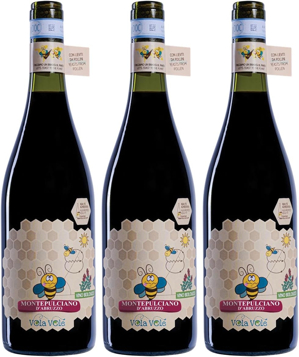 3 Montepulciano d' Abruzzo Vino Rosso Biologico Vegan Vola Volè Orsogna 13,5% vol 3x75cl