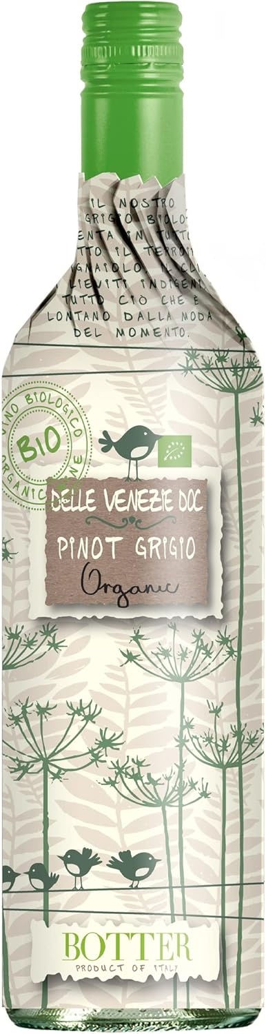 Uccellini Pinot Grigio Delle Venezie DOC Organic – Vino Bianco Italiano Biologico – Bottiglia 750 ml – 12% Vol – Fresco, Minerale e Fruttato (Confezione da 6)
