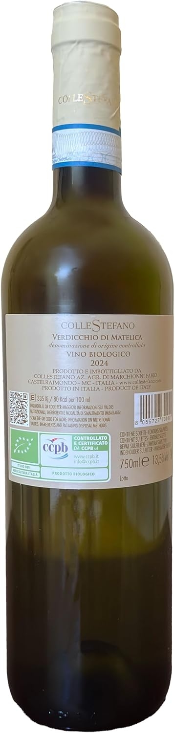 Collestefano Verdicchio di Matelica DOC Biologico 2024 - Vino Bianco Marche - 6 bottiglie da 750ml - 13,5% Vol - immagine 2