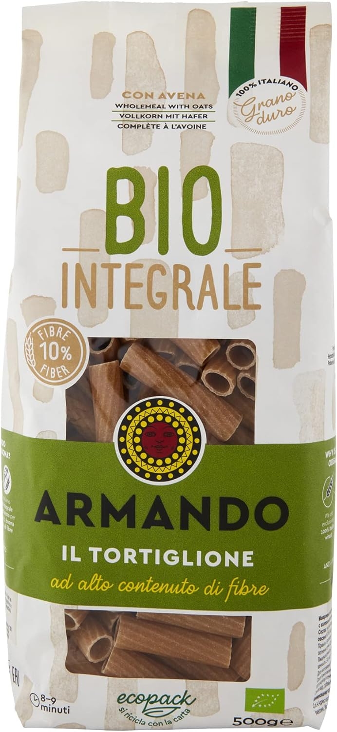 Armando, Il tortiglione Integrale BIO 500g – Pasta Integrale Bio di Grano Duro 100% Italiano, Trafilata al Bronzo, Ricca di Fibre, Ecopack Riciclabile - 12 Confezioni da 500 g (Totale 6 kg) - immagine 17