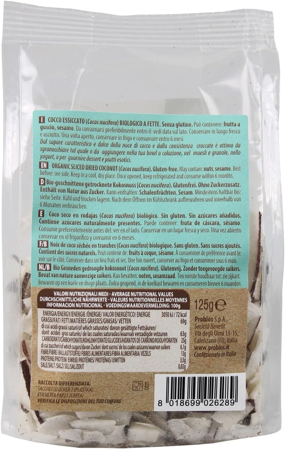 Probios Chips di Cocco King Bio - Confezione da 6 x 125g - immagine 2